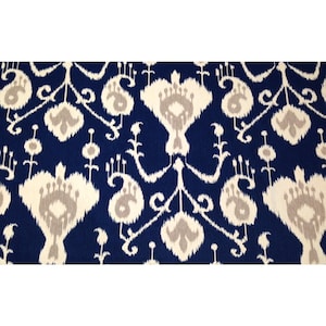 Magnolia Java Ikat Navy Blue 100% Cotton Fabric By The Yard - Medium Weight, 54w