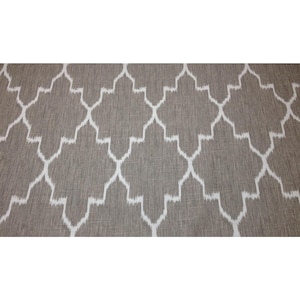 Vintage Ballard Designs Indochine Ikat Stone Gray Fabric By The Yard 55w Cotton Upholstery Gray White Ikat Pattern 100% Cotton Fabric By