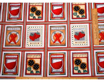 Vintage Quilt Fabric By Yard Floral Fruit Veggie Seed Packets Debbie Mumm Cotton Vtg B C Quilting Multicolor By The Yard Flowers