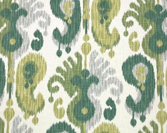 Ballard Designs Andros Ikat Green Ivory Multipurpose Linen Fabric By Yard 54w