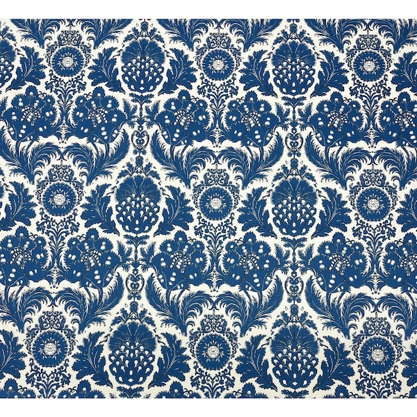 Blue Damask Fabric - Etsy