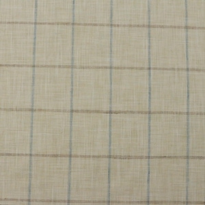Vintage P Kaufmann Geometric Fabric - Lagoon Blue Multi-color Windowpane Plaid Upholstery & Craft Material, 46-60 Width, By The Yard