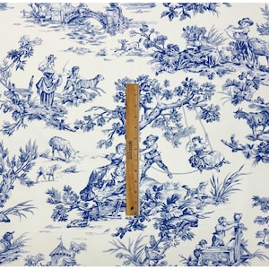 Vintage Covington M Musee Blue French Toile Animal Cotton Fabric By The Yard 54w Upholstery Bedding Crafts Curtains image 4
