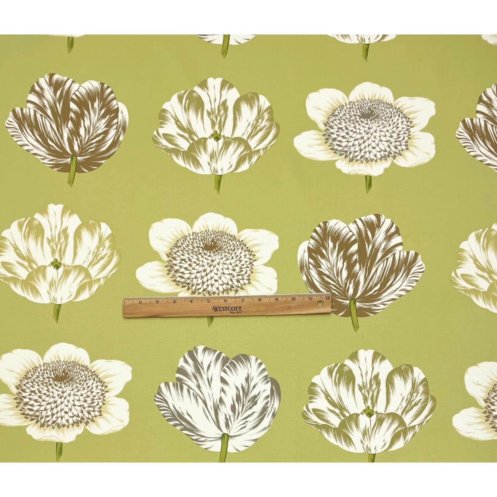 Williamsburg Tulipomania Citrine Green Floral Cotton Twill by the