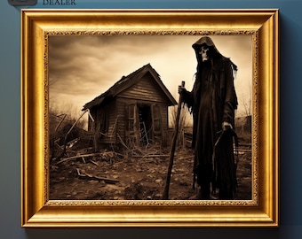 Grim Reaper, Halloween Decor, Halloween Wall Art, Digital Download, Printable Art, Horror Lover Gift