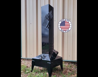 High Quality Smudge Pot with American Flag Design. Outdoor Heater for Diesel, Oil, and Kerosene