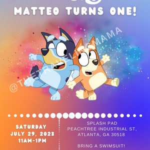 Dog Blue Pup Birthday Invitation