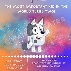 Muffin Blue Dog Birthday Invitation Template