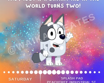 Muffin Blue Dog Birthday Invitation Template