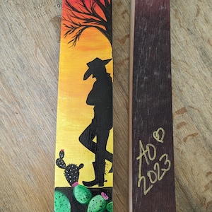WINE BARREL ART - Sunset Cowboy