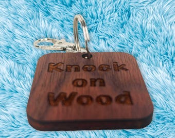 Knock on Wood (rectangle): Personalized Wood Keychain - Etsy