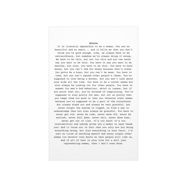Barbie Movie Barbie Movie Monologue Premium Poster Print Minimalist ...