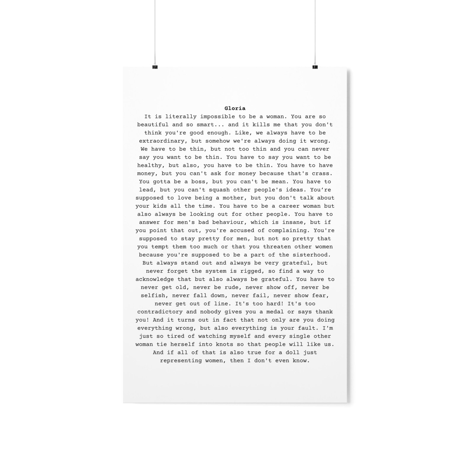 Barbie Movie Barbie Movie Monologue Premium Poster Print Minimalist