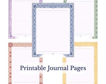 Pagine di diario a righe stampabili / Carta da lettere decorativa / Set di cancelleria / Purple Heiress (Download digitale)