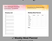 Weekly Meal Planner & Grocery List Printable | Minimalist Kitchen Planner | Meal Planning Template | Grocery Checklist PDF | Instant Downloa