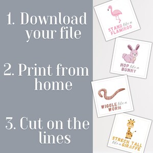Animal Movement Cards for Kids. Printable Toddler, Preschool Activity ...