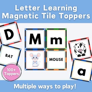 Letter Activity for Magnetic Tile. Printable Preschool Pre-K Learning for Magnatile or Picasso Tiles. Alphabet, Spelling, Site Word Resource