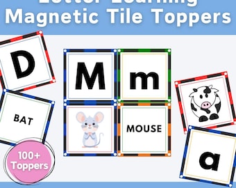 Letter Activity for Magnetic Tile. Printable Preschool Pre-K Learning for Magnatile or Picasso Tiles. Alphabet, Spelling, Site Word Resource
