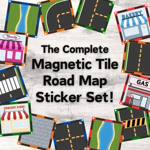 Strassen Aufkleber für Magnetfliesen. Druckbare Straßen für Magnatile oder Picasso Tile. Straßenkarte & Autofahren - Ressourcen für offenes imaginäres Spiel