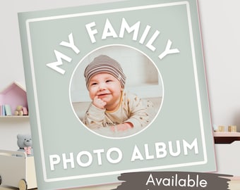 Printable Children's Family Photo Album-Neutral Colors-Customized Book for Baby-Personalized Kid's Gift-Educational Montessori Learning