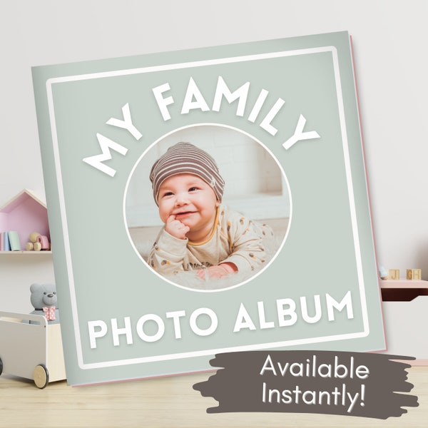 Printable Children's Family Photo Album-Neutral Colors-Customized Book for Baby-Personalized Kid's Gift-Educational Montessori Learning