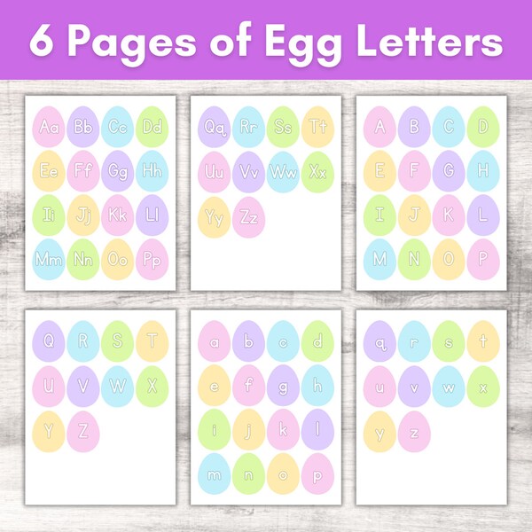 Printable Easter Egg Letter Learning. Toddler, preschool, kid learning activity. Sensory bin filler.DIY Educational Easter holiday PDFs.