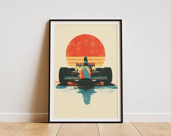 Retro Rennwagen-Druck, Formel-Motorsport-Wandkunst, Sportwagen-Poster