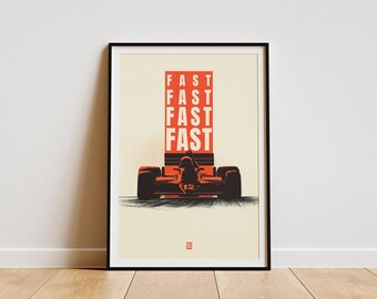 Retro Rennwagen Print | Vintage Motorsport Poster | Mid-Century Graphische Kunst