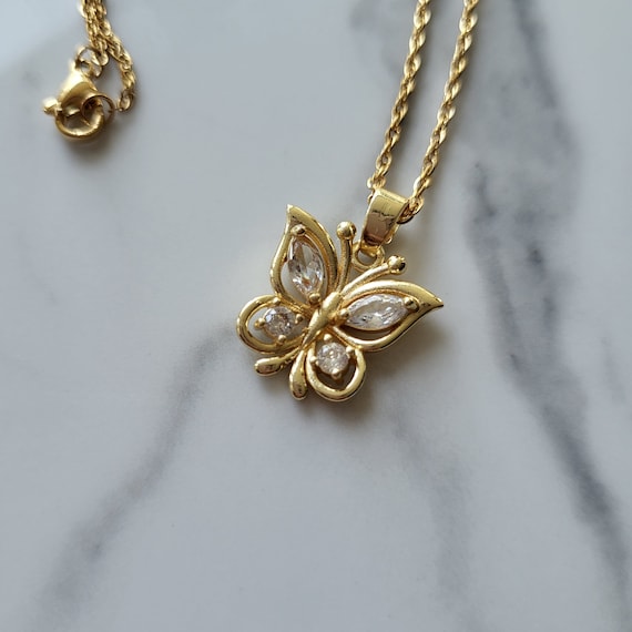 24k gold plated butterfly necklace, jewelry gift necklace waterproof  necklace Gift for her