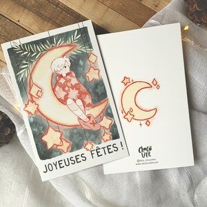 Cartes de voeux aquarelle, enfant et étoiles