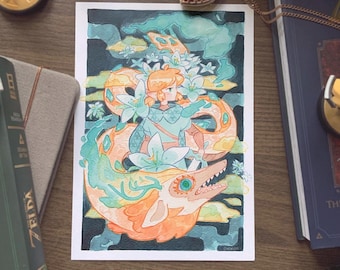 Print Zelda Tears of the Kingdom - Illustration Zelda  - Poster Zelda - Fanart - Aquarelle