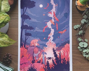 Print Zelda - Illustration Zelda  Tears of the Kingdom - Poster Zelda - Fanart - Carte postale