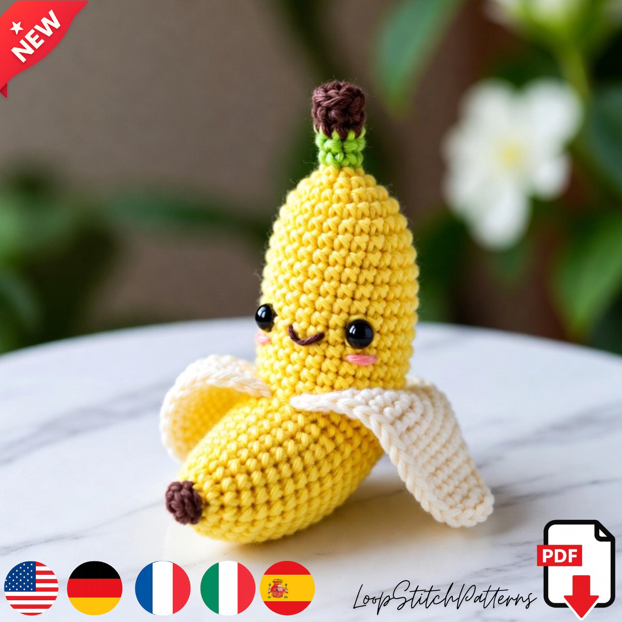 30 Banana Crochet Patterns: Play Food, Amigurumi, Pouches, and More 12 Kawaii Banana Plushie Pattern