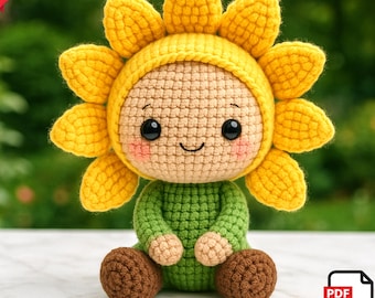 Amigurumi Sunflower Doll Crochet Pattern: Easy Plushie Tutorial (PDF Download)