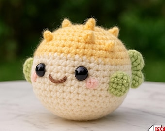 Amigurumi Puffer Fish Crochet Pattern – Easy DIY Plushie Tutorial, Cute Kawaii Stuffed Animal, Instant PDF Download, Gift for Kids