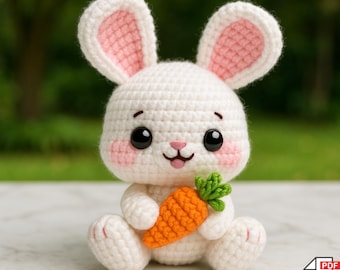 Amigurumi Rabbit Crochet Pattern, DIY Kawaii Plushie (Instant PDF Download)