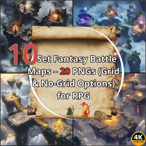 Sky Schlacht Karten: 10 RPG Karten (Grid und Nicht-Grid), 4K Digital Download, druckbares Gelände für Rollenspiele, DnD, Pathfinder, Fantasy, PNG