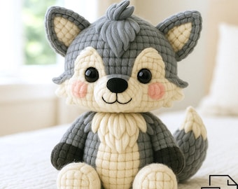 Amigurumi Wolf Crochet Pattern, DIY Stuffed Toy (PDF Download)