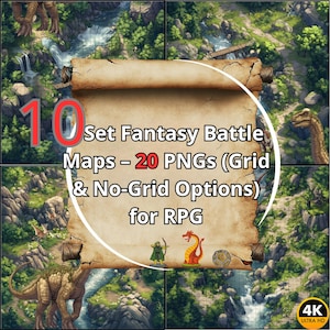 10 mapas de RPG (grade e não grade), download digital 4K, terreno imprimível de RPG, DnD, Pathfinder, rio, dinossauro, mapas de batalha, deserto