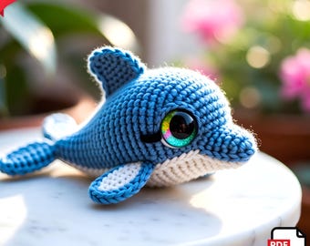 Amigurumi Dolphin Crochet Pattern, Beginner Plushie Tutorial (PDF Download)