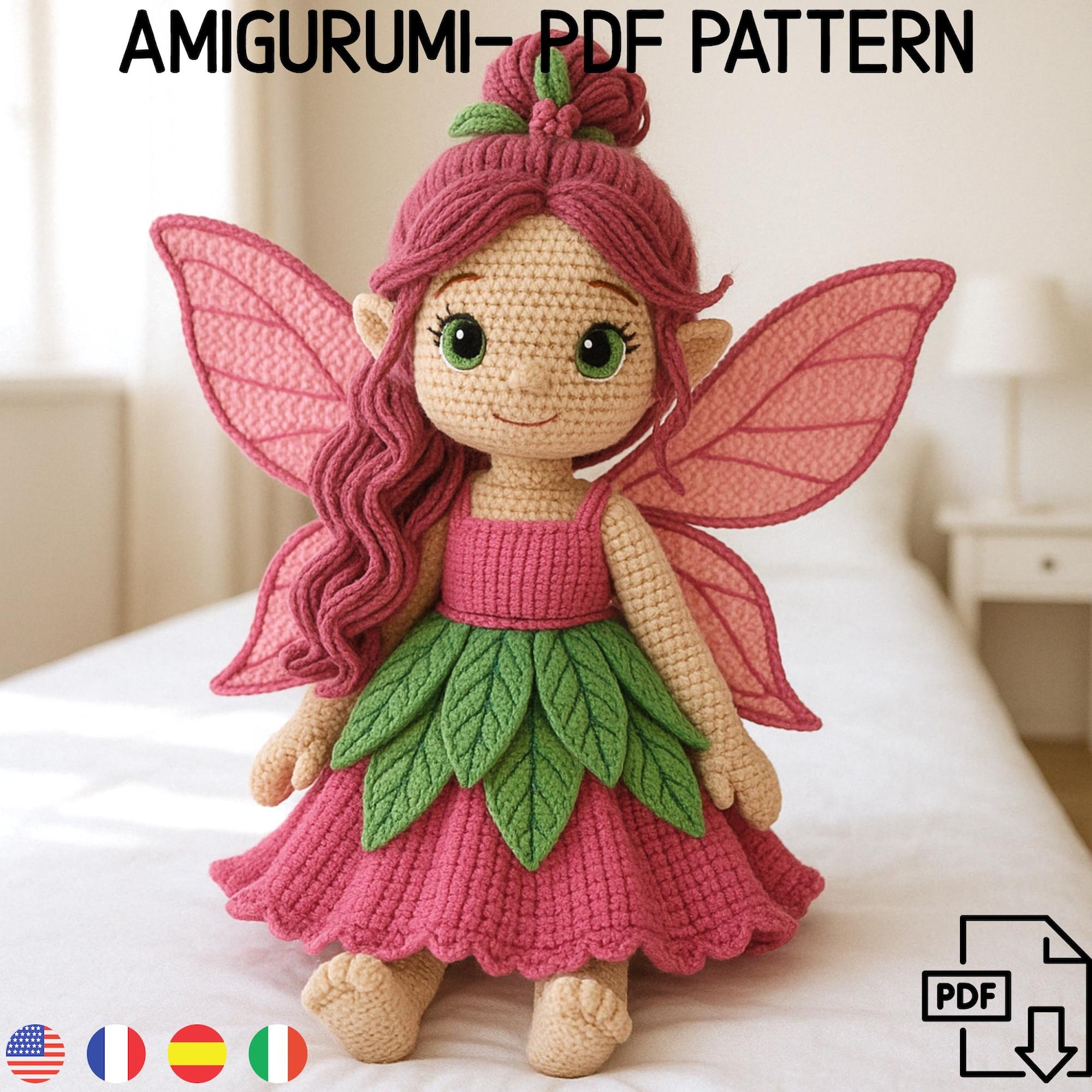 Amigurumi 60 Cm Large Fairy Crochet Stuffed Toy DIY Tutorial, Instant ...