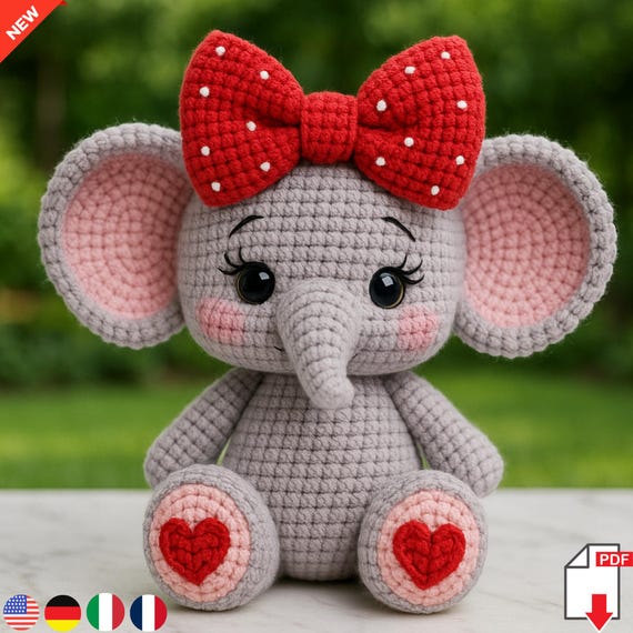 Amigurumi Baby Elephant Crochet Pattern – Easy DIY Plushie Tutorial, Cute Kawaii Stuffed Animal, PDF Download, Baby Shower Gift