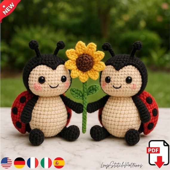 Amigurumi Ladybug Crochet Pattern – Easy DIY Plushie Tutorial, Cute Kawaii Stuffed, PDF Download, Gift for Kids and Baby Shower