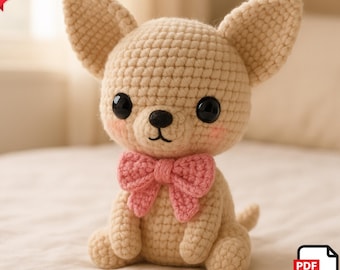 Amigurumi Chihuahua Dog Crochet Pattern, Easy DIY Plushie Tutorial, Cute Kawaii Stuffed Animal, PDF Download, Gift for Kids and Baby Shower