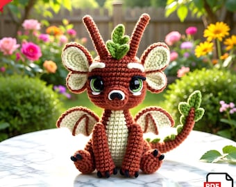 Amigurumi Forest Sprout Dragon Crochet Pattern, Easy DIY Plushie Tutorial, Cute Kawaii Stuffed Animal, Instant PDF Download