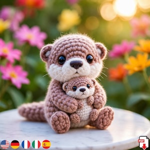 Otter Amigurumi Pattern PDF, Mother & Baby Plush Tutorial, Cute Crochet Animal Digital Download