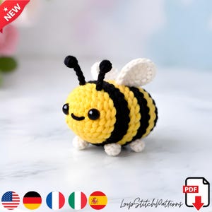 Söt mini-bi Amigurumi-virkmönster PDF – Enkel nybörjarvänlig plyschleksak