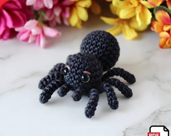 Cute Black Spider Amigurumi Crochet Pattern PDF – Beginner Friendly Easy Plush Toy, DIY Halloween Spider