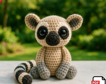 Amigurumi Lemur Crochet Pattern – Easy DIY Plushie Tutorial, Cute Kawaii Stuffed Animal, PDF Download, Unique Gift Idea