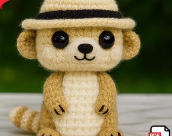 Crochet Meerkat with Hat Pattern – Amigurumi Plushie DIY (PDF Download)